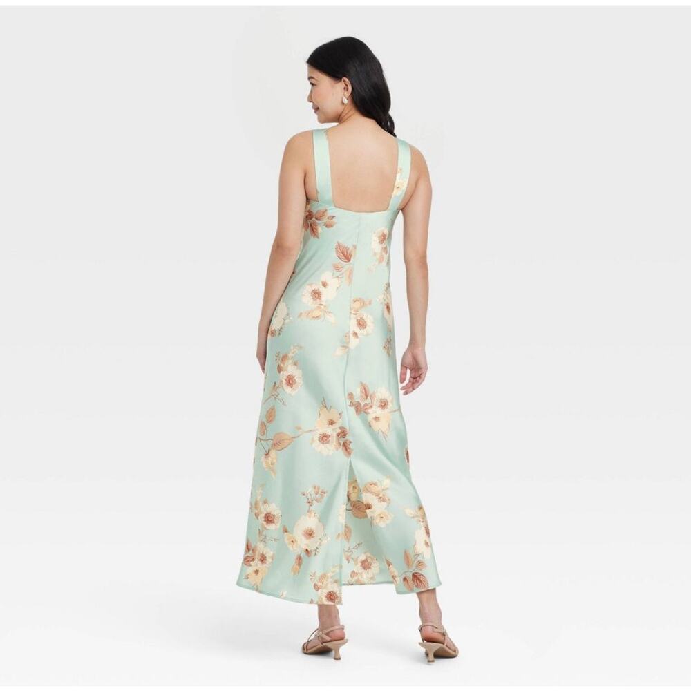 NWT - Women's Satin Slip Maxi Dress - A New Day - Size Large - Mint - Picture 2 of 4